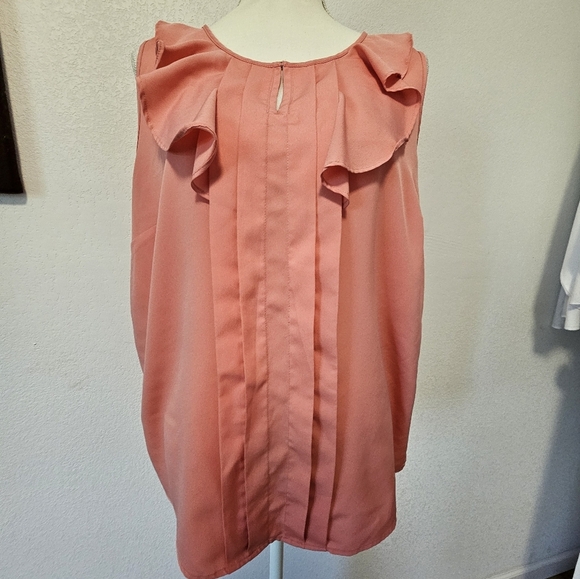 Liz Claiborne Career Peach Sleeveless Blouse Women's Size Large - Picture 9 of 9